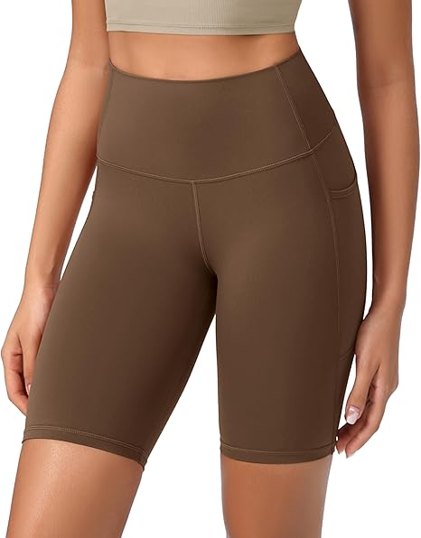 ODODOS Women's High Waist Lounge Yoga Shorts with Pockets, 4"/6"/8"/10" Buttery Soft Biker Shorts